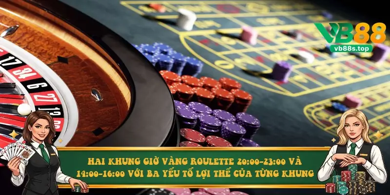 Hai khung giờ vàng roulette 20:00-23:00 và 14:00-16:00 với ba yếu tố lợi thế của từng khung Hai khung giờ vàng roulette 20:00-23:00 và 14:00-16:00 với ba yếu tố lợi thế của từng khung